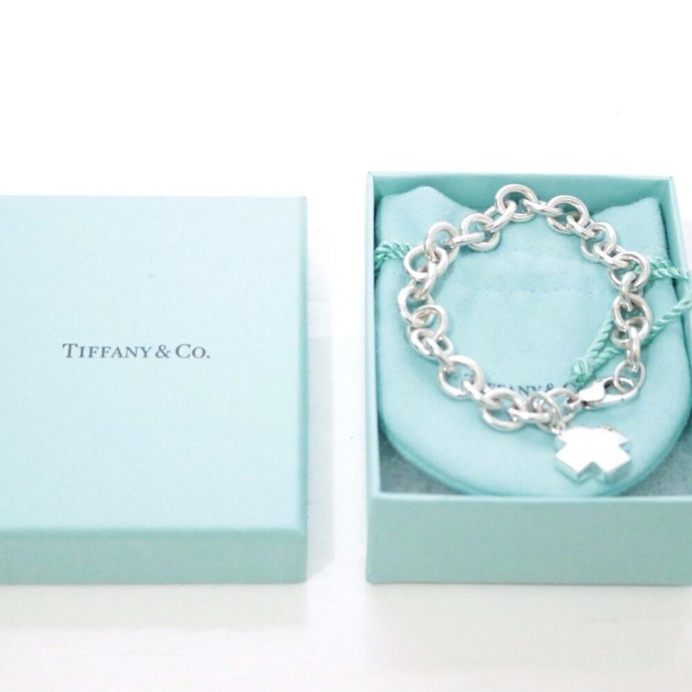 Tiffany & Co. Sterling Silver Cross Tag 7 1/2" Charm Bracelet - Picture 4 of 4